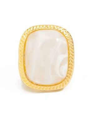 Gold Mother of Pearl Statement Ring • Minimalist Luxury Adjustable Ring
